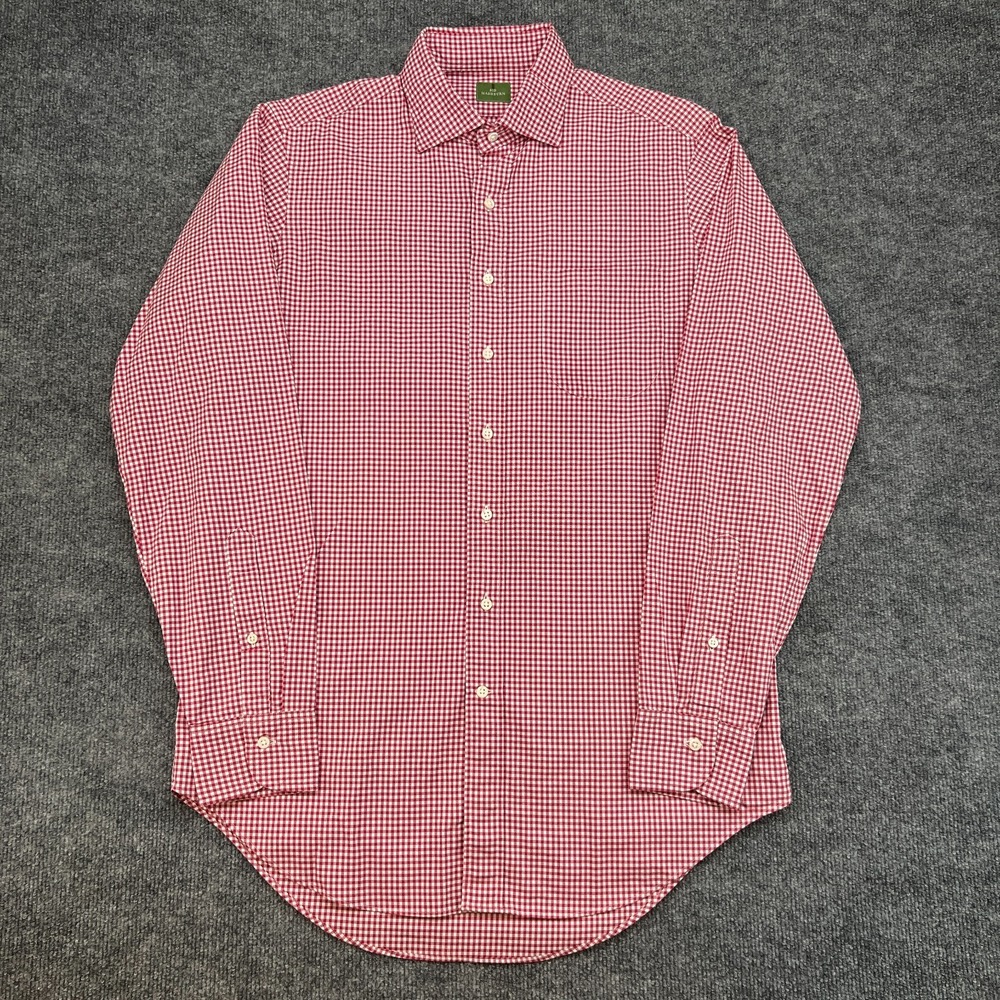 Sid Mashburn Shirt Men's Medium Check Pattern Button Up Office Red